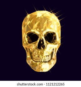 low poly golden design skull