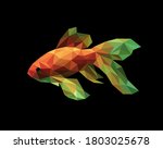 low poly goldfish image. Vector illustration of a 3d fish.