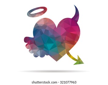 low poly good and bad heart icon