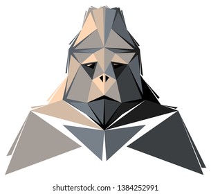 Low poly gorilla. Geometric logo