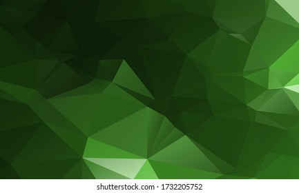 Low poly gradient triangles geometric vector background. Abstract green polygonal wallpaper. Triangles pattern. Low poly diamond composition.