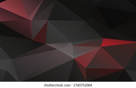Low poly gradient triangles geometric vector background. Abstract red black polygonal wallpaper. Triangles pattern. Low poly diamond composition.