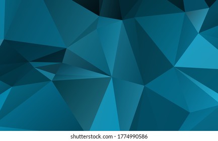Low poly gradient triangles geometric vector background. Abstract polygonal wallpaper. Triangles pattern. Low poly diamond teal composition.