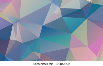 Low Poly Gradient Triangles Geometric Vector Background. Abstract Polygonal Wallpaper. Triangles Pattern. Low Poly Diamond Composition.