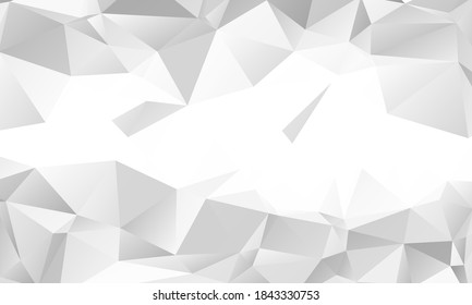 Low poly gradient triangles geometric vector background. Abstract polygonal wallpaper. Triangles pattern. Low poly diamond composition in gray and white colors.