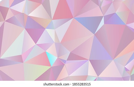 Low poly gradient triangles geometric vector background. Abstract polygonal wallpaper. Triangles pattern. Low poly diamond composition in pink pastel colors. Polygons mosaic background.