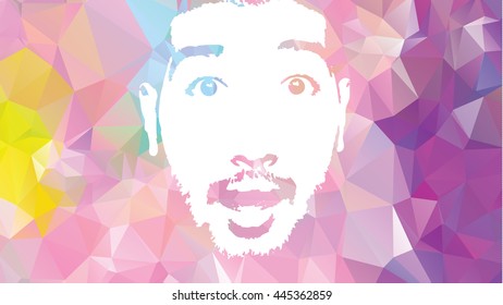 Low poly graffiti stencil face. Vector art.