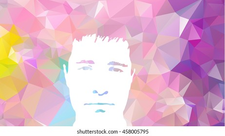 Low poly graffiti stencil face. Vector art.