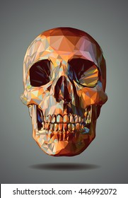 Low poly graphic colorful skull on gray background