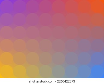 Low poly graphic in rounded circles with several colors.