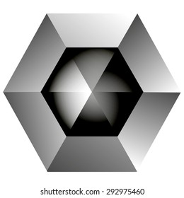 Low poly gray octagon on white background