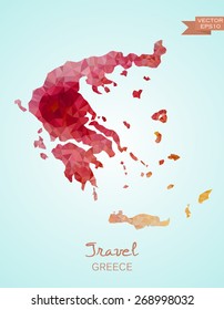Low Poly Greece Map isolated. Vector version