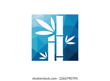 Logo-Design für Low-Poly- und Green-Bamboo-Garten, Vektordesign-Vorlage
