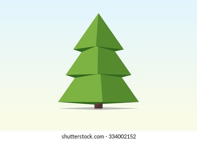 Low poly. Green fir-tree. Vector illustration Eps10.