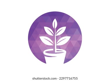 Low Poly and Green garden logo design, Vector design template