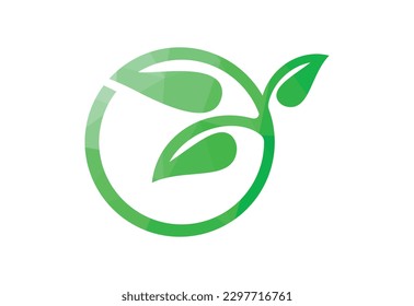 Low Poly and Green garden logo design, Vector design template