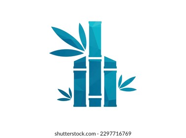 Logo-Design für Low-Poly- und Grüngarten, Vektordesign-Vorlage
