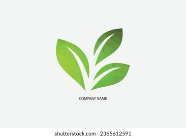  Low poly green leaf ecology nature vector icon