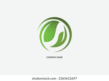  Low poly green leaf ecology nature vector icon