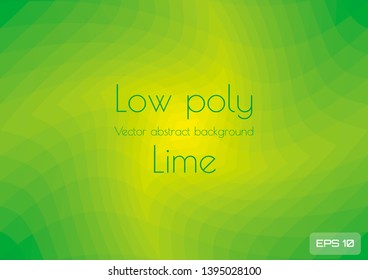 Low poly green lime abstract gradient background. Geometric triangulation in ufo green style. Textured template. Vector illustration.