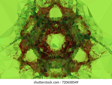 Low poly green mosaic background. Template design, list, front page, brochure layout, banner, idea, cover, print, flyer, book, blank, card, ad, sign, sheet. Copy space. Vector clip art.