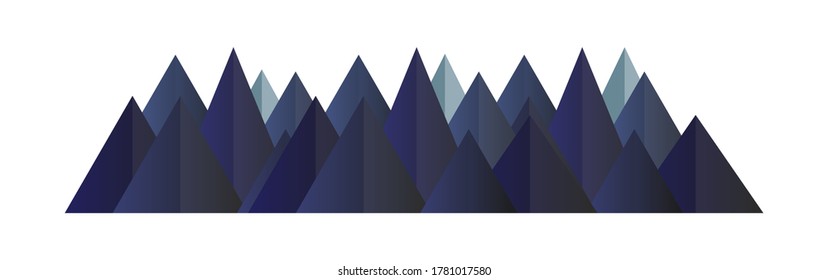 Low poly green mountains range. Vector polygonal shapes isolated illustration