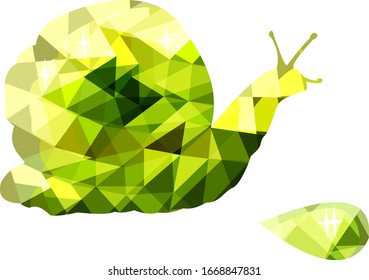 
low poly green snail isolated on white