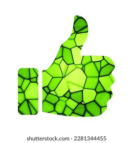 low poly green thumbs up icon vector on white