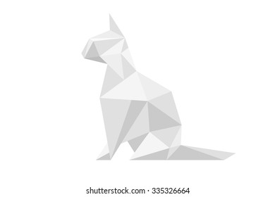 Low poly. Grey cat. Vector illustration Eps 10.