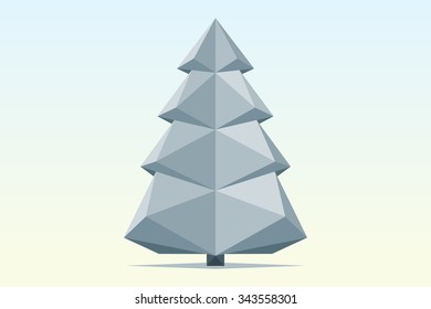 Low poly. Grey fir-tree. Vector illustration EPS 10.