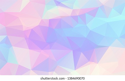 Low Poly Grid Abstract Holographic Background With Polygons, Triangles. Holographic Paper Geometric Pattern, Tile Backdrop. Fashion Magazine Cover Background With Neon Metallic Gradient Hologram.