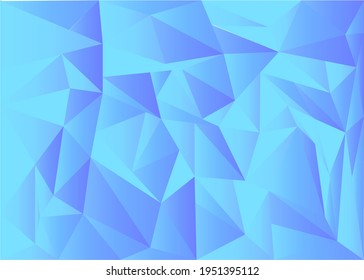 Fondo holográfico de la rejilla baja. Banner abstracto vectorial con polígonos, triángulos. Patrón geométrico del papel holográfico. Portada de la revista de moda con holograma de gradiente azul hielo. Baldosa moderna