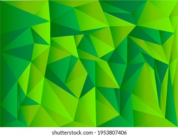 Low poly grid holographic background. Vector abstract banner with polygons, triangles. Holographic paper geometric pattern. Presentation template with bright green gradient hologram. Modern tile