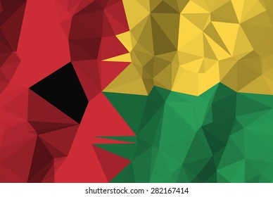 Low Poly guinea bissau flag on polygons texture background, modern style