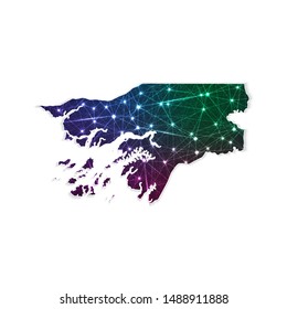 Low poly Guinea Bissau map in geometric polygonal on white background. Vector Illustration Eps10.