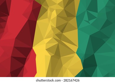 Low Poly Guinea flag on polygons texture background, modern style