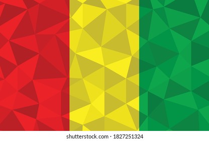 Low poly Guinea flag vector illustration. Triangular Guinean flag graphic. Guinea country flag is a symbol of independence.