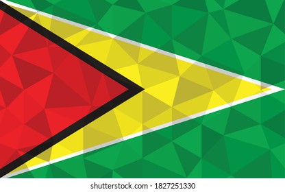 Low poly Guyana flag vector illustration. Triangular Guyanese flag graphic. Guyana country flag is a symbol of independence. svg