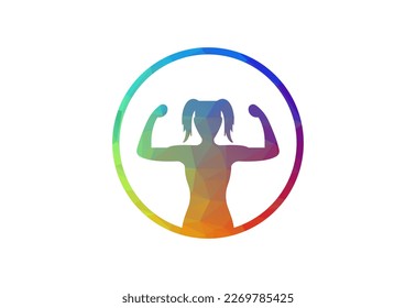 Low Poly and Gym-fitness logo design, Vector design concept