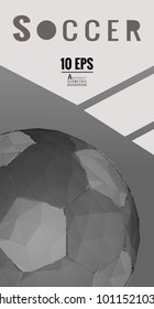 Low poly half tone soccer ball graphic layout on gray color