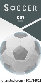 Low poly half tone soccer ball graphic layout on gray color