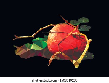 Low poly Halloween pumpkin on black background.