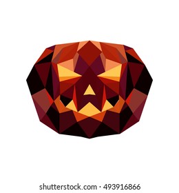 low poly Halloween pumpkin. Polygonal pumpkin.