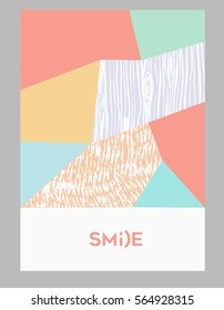 low poly hand drawn textures vector pastel colors greeting cards set
