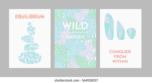 low poly hand drawn textures vector pastel colors greeting cards set