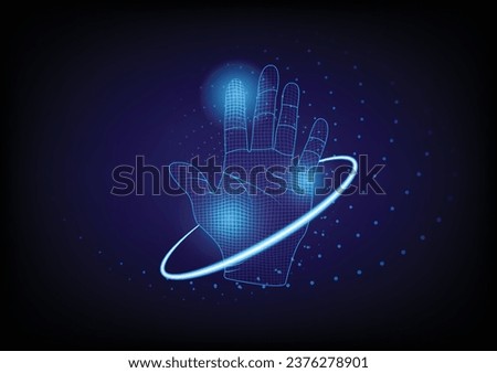 Low poly hand scan cyber security. Personal identification fingerprint handprint ID code. Information data safety access. Internet network futuristic biometrics technology identity verification vector