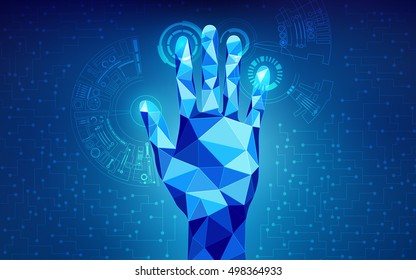 Low Poly Hand Using Digital Technology Interface