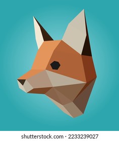 Low poly head fox image. polygonal animal vector illustration logo