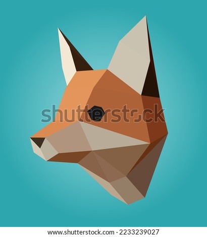 Low poly head fox image. polygonal animal vector illustration logo