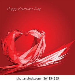 Low poly heart background. Happy Valentine's day greeting card, vector